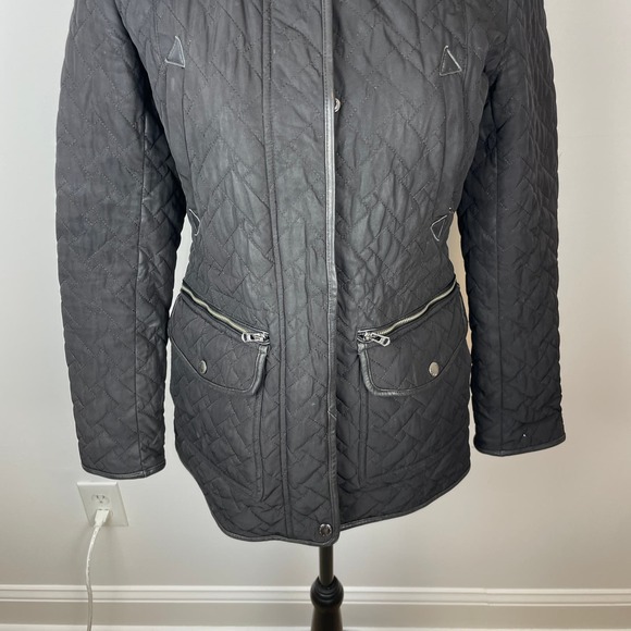 Cole Haan Quilted Hooded Lightweight Jacket In Black Size XS - Picture 4 of 13